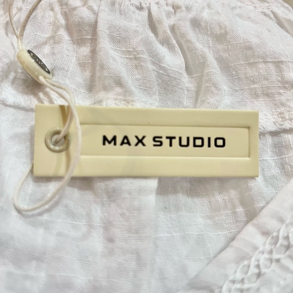 *NWT* MAX STUDIO White Textured Cotton Short Sleeve Top - Picture 7 of 7